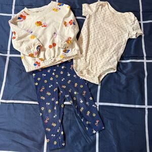 Carter’s 3-Piece 18M Girl Fall Outfit – Floral Sweatshirt, Bodysuit & Leggings
